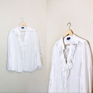 JONES New York ruffle button down blouse